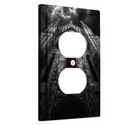 Piastre di copertura per interruttori della luce a croce rossa gotica, design cattedrale grigio scuro per accenti da parete, piastre da parete in materiale termoplastico, presa singola duplex di