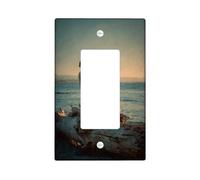 Piastre di copertura per interruttori della luce al tramonto sulla spiaggia, coperture per uscite, onde costiere per la decorazione domestica, piastre da parete termoplastiche, bilanciere singolo di
