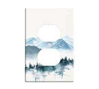 Piastre di copertura per interruttori della luce con paesaggio di montagna, design blu freddo della natura per la decorazione domestica, piastre da parete termoplastiche, presa singola duplex di