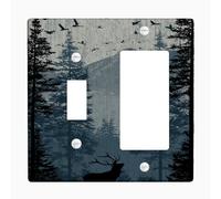 Piastre di copertura per interruttori della luce con paesaggio di montagna, scena della foresta blu per decorazioni rustiche per la casa, piastre da parete in materiale termoplastico, dimensioni