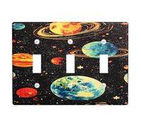 Piastre di copertura per interruttori della luce dei pianeti galattici, design colorato del sistema solare per decorazioni cosmiche, piastre da parete in materiale termoplastico, dimensioni standard