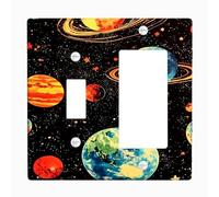 Piastre di copertura per interruttori della luce dei pianeti galattici, design colorato del sistema solare per decorazioni cosmiche, piastre da parete in materiale termoplastico, dimensioni standard