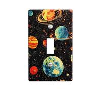 Piastre di copertura per interruttori della luce dei pianeti galattici, design colorato del sistema solare per decorazioni cosmiche, piastre da parete in materiale termoplastico, dimensioni standard