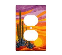 Piastre di copertura per interruttori della luce del deserto al tramonto, viola e arancione, paesaggio desertico per decorazione da parete, piastre da parete in materiale termoplastico, presa singola