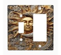 Piastre di copertura per interruttori della luce del sole e della luna, design elegante oro e argento per la decorazione domestica, piastre da parete in materiale termoplastico, dimensioni standard