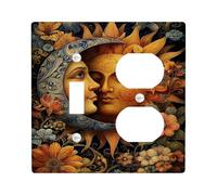 Piastre di copertura per interruttori della luce del sole e della luna, design floreale autunnale per la decorazione domestica, piastre da parete in materiale termoplastico, dimensioni standard Toggle