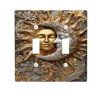 Piastre di copertura per interruttori della luce del sole e della luna, elegante design oro e argento per la decorazione domestica, piastre da parete in materiale termoplastico, dimensioni standard