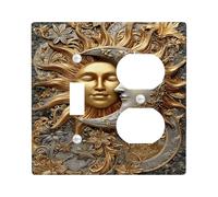 Piastre di copertura per interruttori della luce del sole e della luna, elegante design oro e argento per la decorazione domestica, piastre da parete in materiale termoplastico, dimensioni standard