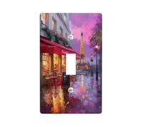 Piastre di copertura per interruttori della luce del tramonto parigino, paesaggio urbano viola per la decorazione domestica, piastre da parete in materiale termoplastico, dimensioni standard singolo