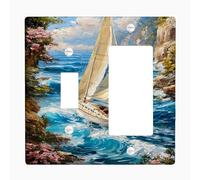 Piastre di copertura per interruttori della luce della barca a vela nautica/coperture per uscite, scena oceanica blu per decorazione domestica, piastre da parete in materiale termoplastico, dimensioni
