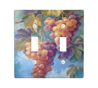 Piastre di copertura per interruttori della luce dell'uva, multicolore vintage frutta per la decorazione domestica, piastre da parete in materiale termoplastico, dimensioni standard doppia levetta