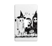 Piastre di copertura per interruttori della luce di Halloween, personaggi spettrali neri bianchi per decorazione autunnale, piastre da parete in materiale termoplastico, dimensioni standard singolo