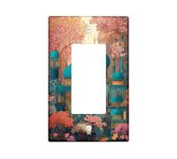 Piastre di copertura per interruttori della luce floreale primavera/coperture di uscita, Architettura orientale verde acqua per accenti da parete, piastre decorative da parete termoplastiche