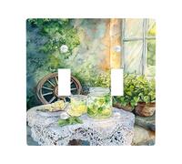Piastre di copertura per interruttori della luce fresca da giardino, decorazione naturale verde erbe per primavera ed estate, piastre da parete in materiale termoplastico, dimensioni standard, doppia