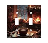 Piastre di copertura per interruttori della luce invernali/coperture per uscite, tazza di cacao caldo per decorazioni natalizie, piastre da parete in materiale termoplastico, dimensioni standard