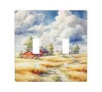 Piastre di copertura per interruttori della luce rustica/coperture di uscita, campi di grano dorato con fienili rossi, decorazione per la casa autunnale, piastre da parete in materiale termoplastico