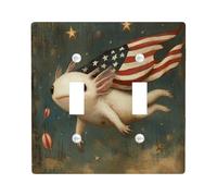Piastre di copertura per interruttori della luce stravaganti con Axolotl patriottico, tema Americana in stile vintage, decorazioni da parete per il 4 luglio, in termoplastica resistente, dimensioni