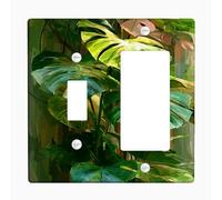 Piastre di copertura per interruttori della luce tropicali Monstera, piante verdi lussureggianti per decorazione di interni, piastre da parete in materiale termoplastico, bilanciere a levetta di
