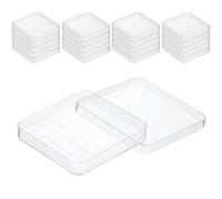 Piastre di Petri quadrate in plastica 10x10 cm con coperchio trasparente e griglia - Confezione da 20 pezzi - Per laboratorio, progetti scolastici e ricerca