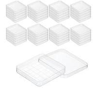 Piastre di Petri quadrate in plastica 10x10 cm con coperchio trasparente e griglia - Confezione da 40 pezzi - Per laboratorio, progetti scolastici e ricerca