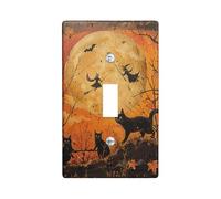 Piastre di protezione per interruttore a tema Halloween, gatti spaventosi arancio e luna, per decorazioni di vacanza, piastre da parete artistiche, dimensioni standard