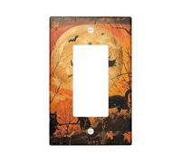 Piastre di protezione per interruttore a tema Halloween, gatti spaventosi arancione e luna, per decorazioni di vacanza, piastre da parete artistiche, dimensioni standard semplice a dondolo