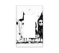 Piastre di protezione per interruttore di Halloween, personaggi spaventosi in bianco e nero per decorazione autunnale, piastre da parete in termoplastica, dimensioni standard a dondolo singolo