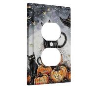 Piastre di protezione per interruttore di luce a forma di gatti di Halloween, gatti neri su zucche, decorazione stagione del raccolto, accenti da parete stregoni, piastre da parete in