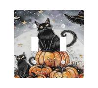 Piastre di protezione per interruttore di luce a forma di gatti di Halloween, gatti neri su zucche, decorazione stagione del raccolto, accenti da parete stregoni, piastre da parete in