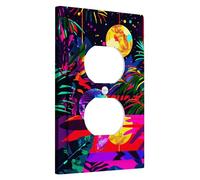 Piastre di protezione per interruttore di luce notturna da discoteca tropicale, giungla al neon per decorazione di feste, piastre da parete, design vivace, presa duplex singola di dimensioni standard