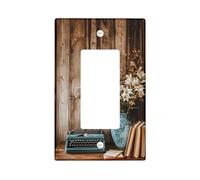 Piastre di protezione per interruttore floreale rustico, macchina da scrivere blu vintage e fiori bianchi per decorazione della casa, piastre da parete in termoplastica, dimensioni standard a dondolo