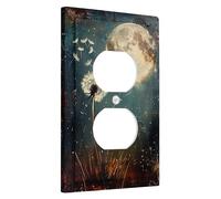 Piastre di protezione per interruttore luce motivo dente di leone luna, accenti da parete notturni, piastre artistiche in termoplastica, presa duplex singola di dimensioni standard