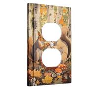 Piastre di protezione per interruttore modello scoiattolo autunnale creature marrone caldo per decorazione autunnale piastre da parete in termoplastica, presa duplex singola di dimensioni