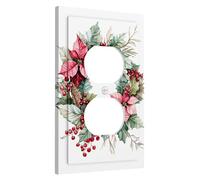 Piastre di protezione per interruttore Poinsettia vacanze fiori rossi festivi per decorazioni natalizie invernali, piastre da parete, presa duplex singola di dimensioni standard