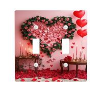 Piastre di protezione per interruttore romantico a forma di cuore, rose rosse per decorazione d'amore, piastre da parete termoplastiche, dimensioni standard, doppio bilanciere