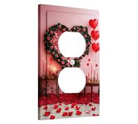 Piastre di protezione per interruttore romantico a forma di cuore, rose rosse per decorazioni d'amore, piastre da parete termoplastiche, presa duplex singola di dimensioni standard