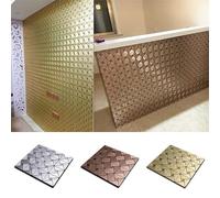 Piastrella a mosaico in vetro e alluminio, 30 x 30 cm, paraschizzi per cucina, decorazione da parete, oro, argento, rame (argento)