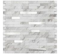 Piastrella adesiva mosaico Carrara 4 pz 300x300x40 mm Beige-mosaico