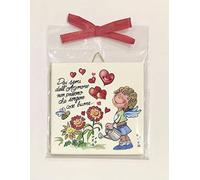 Piastrella in ceramica 10x10 cm da parete mod. "Dai semi dell'amore" ideale bomboniera, battesimo, cresima, comunione, bambino, bambina (ceramica) (1)