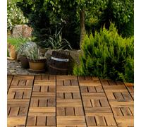 Piastrella in legno acacia 30 x 30 piastrelle a scatto piastrelle balcone terrazzo sistema a scatto esterno, resistente alle intemperie, antiscivolo, H 1,9 cm, set di 20
