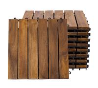 Piastrella in legno di acacia 30 x 30 cm Piastrelle per terrazze Sistema a clic Piastrelle per esterni Piastrelle per balconi Piastrelle per terrazze in legno, resistenti alle intemperie, set da 9