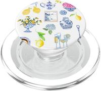 Piastrella Italiana Blu Costiera Conchiglie & Limoni Toile Europeo PopSockets PopGrip per MagSafe