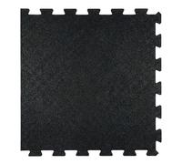 Piastrella per pavimento in gomma ad incastro nera 50 x 50 cm (bordo), protezione per pavimento V-interlocking, antiscivolo, ammortizzante, per dispositivi fitness, palestra, officina e garage