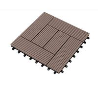 Piastrella per terrazze premium in WPC marrone cioccolato 30x30x2,1 cm piastrella per balcone piastrella singola per sistema plug-in mosaico, 11 pezzi / 1 m² set