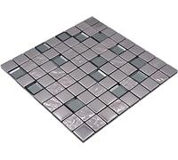 Piastrelle a mosaico in vetro con effetto mosaico, colore: argento