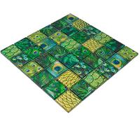 Piastrelle a mosaico in vetro con motivo forestale, verde