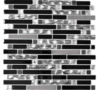Piastrelle a mosaico traslucide, in acciaio inox nero, con mosaico in vetro di cristallo nero MOS67-GV478