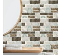 Piastrelle Adesive Cucina 20x20 cm Marmo Beige Marrone Piastrelle Adesive Bagno Impermeabile Pavimento pvc Adesivo Mobili Decorazione Mattonelle Adesive Antiolio Piastrelle Adesive (2 Pezzi)