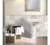 Piastrelle Adesive Cucina 20x20 Grigio Beige Piastrelle Adesive Bagno Pavimento Adesivo Paraschizzi Cucina Adesivo Piastrelle Ceramica Carta Adesiva per Mobili Vintage(10 pezzi)
