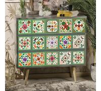 Piastrelle Adesive Cucina Fiore Verde Viola Piastrelle Adesive Bagno Mobili pvc Impermeabile Mattonelle Adesive Autoadesive Pannelli Decorativi per Pareti 24 Pezzi/15x15cm